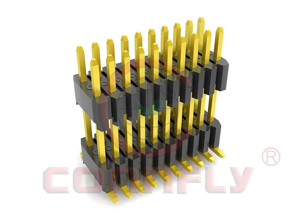 DS1031-32 1.27*2.54mm Pin Header Double Row Stack SMT W/ Post Type