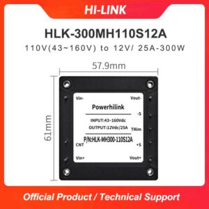 HLK-300MH110S12A Hi-link DCDC Half Brick Power Module 110V to 12V Isolated and Stabilized Single Circuit 300W HLK-300MH110S12A