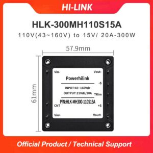 HLK-300MH110S15A Hi-link DCDC Half Brick Power Module 110V to 15V Isolated and Stabilized Single Circuit 300W HLK-300MH110S15A