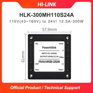 HLK-300MH110S24A Hi-link DCDC Half Brick Power Module 110V to 24V Isolated and Stabilized Single Circuit 300W HLK-300MH110S24A
