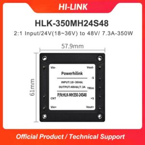 HLK-350MH24S48 Hi-link DCDC Half Brick Power Module 24V to 48V Isolated and Stabilized Single Circuit 350W HLK-350MH24S48