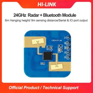 LD2410 Hi-link 24G Human Presence Sensor LD2410-AA Radar Module with Bluetooth 9M Detection Distance/Support Height 6M Hanging