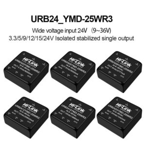 URB2405YMD-25WR3 URB2405YMD-25WR3 URB2409YMD/URB2412YMD/URB2415YMD/URB2424YMD DC DC 25W isolated power module 24V to 3/5/9/12/15/24V regulated dual output converter